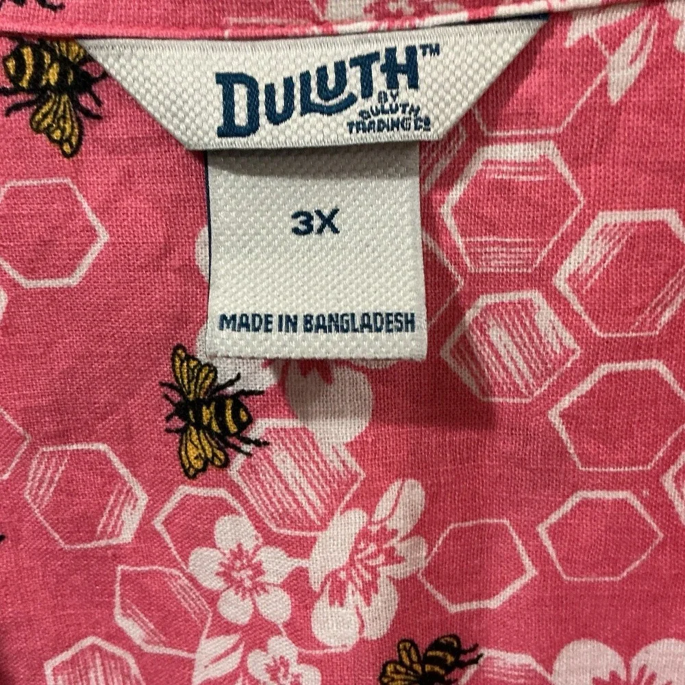 Duluth Trading Womens Floral with Bees button down shirt size 3X Casual - Picture 4 of 6
